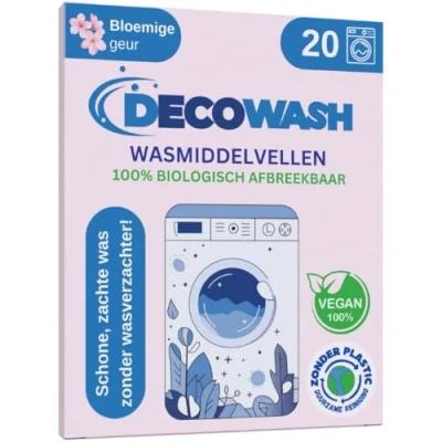 Afbeelding van Wasmiddel Vellen (tot 40 wasbeurten) Strips Ecologisch, Hypoallergeen, Bloemengeur, Biologisch Afbreekbaar, Vegan &amp; Zonder Plastic Voor Gevoelige Huid, Hand Machinewas