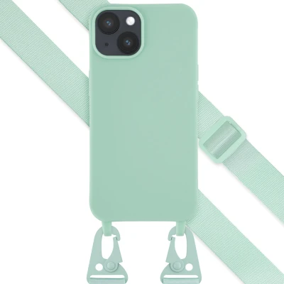 Afbeelding van Apple iPhone 14 Hoesje Siliconen en TPU (zacht) Selencia Softcase/Koordhoesje/Backcover Turquoise Telefoonhoesje