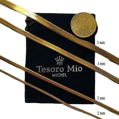 Afbeelding van Platte Ketting Herringbone Edelstaal Goudkleurig Breedte 2 mm Lengte 46 cm