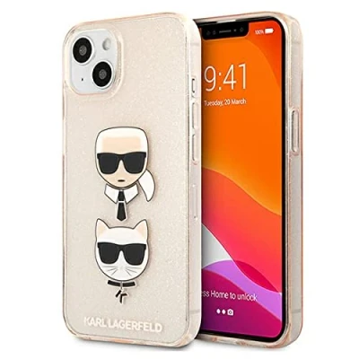 Afbeelding van Karl Lagerfeld KLHCP13SKCTUGLGO Hoes voor iPhone 13 Mini 5.4&quot; Gouden Glitter Karl`s &amp; Choupette