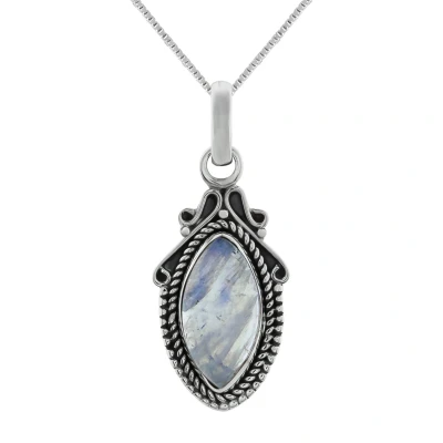 Afbeelding van Zilveren ketting dames met hanger ketting, druppelvormige maansteen en sierlijke details
