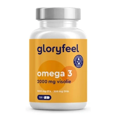 Afbeelding van gloryfeel Omega 3 Visolie 2000 mg 120 capsules voor 2 maanden voorraad 1000 EPA en 500 DHA (in triglyceridevorm)