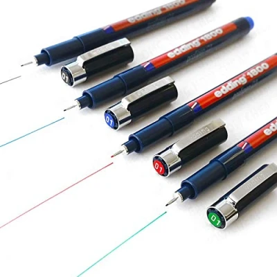Afbeelding van edding 1800 Profipen Pigment Liner Tekening Pen 0.1mm [Set van 4 Zwart, Blauw, Rood en Groen]