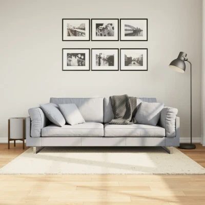 Afbeelding van Vloerkleed shaggy hoogpolig modern 120x170 cm crèmekleurig
