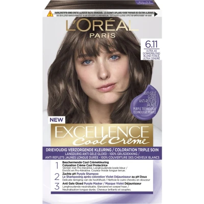 Afbeelding van 6x L&#039;Oréal Excellence Cool Crème Permanente Crèmekleuring 6.11 Ultra As Donkerblond