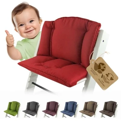 Afbeelding van Bambiniwelt Zitkussen, overtrek, vervangingskussen, compatibel met Stokke Tripp Trapp hoge stoel (gemêleerd rood)