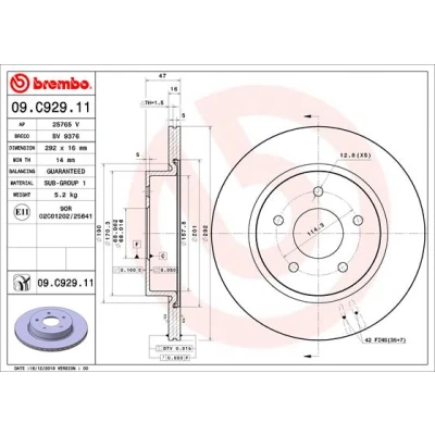 Afbeelding van Brembo Remschijven 09.C929.11
