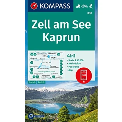 Afbeelding van 030 zell am see kaprun: 4in1 Wanderkarte mit Aktiv Guide und Panorama inklusive Karte zur offline Verwendung in der KOMPASS App. Fahrradfahren. Skitouren.