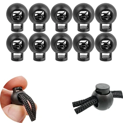 Afbeelding van Ronde koordstopper met 1 gat, 22 x 17 mm, 6.5 4.8 mm Ideaal voor Ø 5 koorden, 10 stuks, Rubber Koordklem, Tanka Jas, Rugzakken, Snoerklem, Snelveters Schoenen