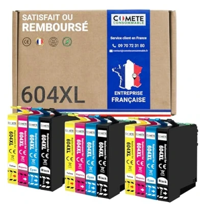 Afbeelding van COMETE 604XL 12 Inktpatronen Compatibel met Epson 604 XL Ananas Inktcartridges voor XP 2200 2205 XP4205 und Workforce 2910DWF 2930DWF 2935DWF (3 Zwart 3 Cyaan Magenta Geel)