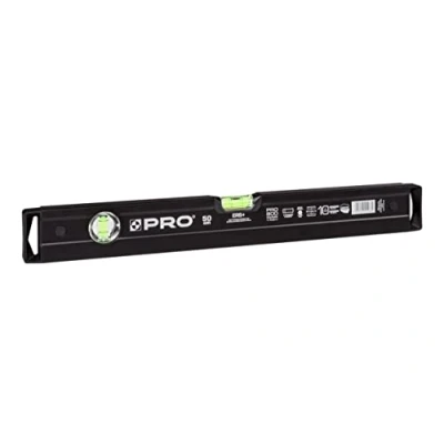 Afbeelding van PRO800 waterpas 50cm eenzijdig gefreesd met ergonomisch profiel ERS+ (Easy Reading System) Nauwkeurige Anti Shock Absorber eindkappen Kleur Zwart