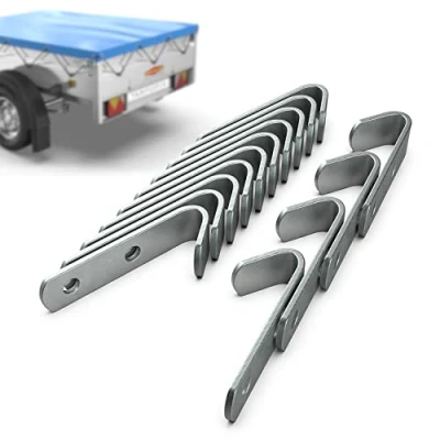 Afbeelding van Tarpofix® Dekzeilhaken, nethaken, 50 x 13 2,5 mm, voor aanhangers, zeildoek (20 stuks), duurzame spanhaken van verzinkt staal, robuuste bevestigingshaken boordwand, net en