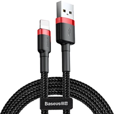 Afbeelding van Baseus Universele USB naar Lightning kabel Geschikt voor o.a. Apple/iPhone en andere apparaten 2 Meter 2.5A Zwart/Rood