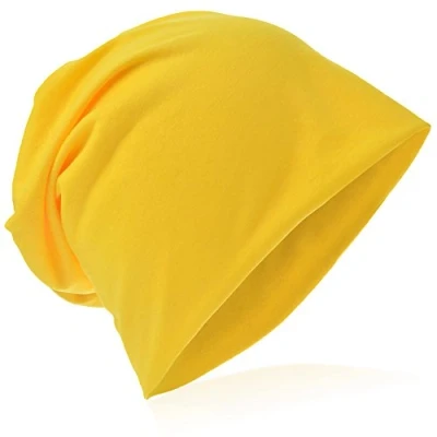 Afbeelding van Miobo Jersey Slouch Beanie Long muts Unisex effen kleur heren dames standaard maat XXL, geel, Eén