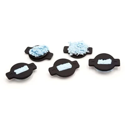 Afbeelding van vhbw Wick Cap compatibel met iRobot Braava 390T robotstofzuiger dweilfunctie, vervangende lontkap, zwart/blauw, 5 stuks