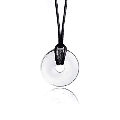 Afbeelding van PURAJA Bergkristal hanger van echte edelsteen helende steen ketting met donuthanger incl. hoogwaardig koord band