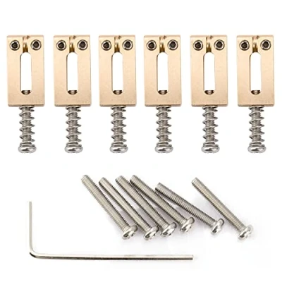 Afbeelding van Musiclily Ultra 10.5mm Moderne Stijl Messing Zadels voor Strat/Tele Elektrische Gitaar, Originele Kleur(Set van 6)