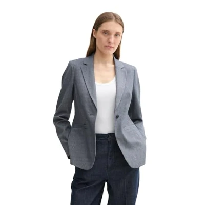 Afbeelding van TOM TAILOR Damesblazer, 36232 Navy Off White Denim Look, 36