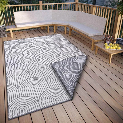 Afbeelding van Binnen &amp; Buitenkleed Flatweave Zilver 200x290cm 123vloerkleed.nl is de online webshop voor vloerkleden en woonaccessoires.