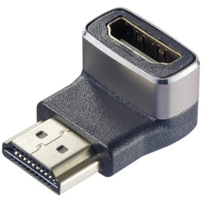 Afbeelding van SpeaKa Professional SP 11306836 HDMI Adapter [1x stekker 1x bus] Zwart, Zilver UHD 8K @ 60 Hz, 4K 120 Hz 90 haaks naar onder