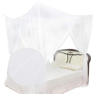 Afbeelding van King Twin Full Size Canopy Bed voor Volwassenen Slaapkamer Kinderkamer Camping Lights Screen Netting Gordijnen(Wit), 4 Hoekpost Gordijnen,