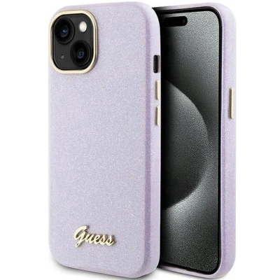 Afbeelding van Guess Full Wrapped Glitter Back Case voor Apple iPhone 15 (6.1&quot;) Paars