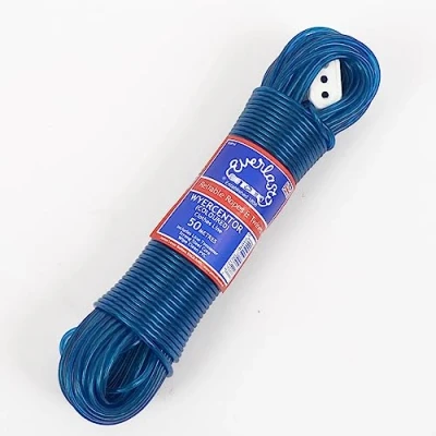 Afbeelding van 20M Kwaliteit Everlasto &#039;Wyercentor&#039; stalen kern gekleurde kleding/waslijn 3,5 mm dik (blauw)