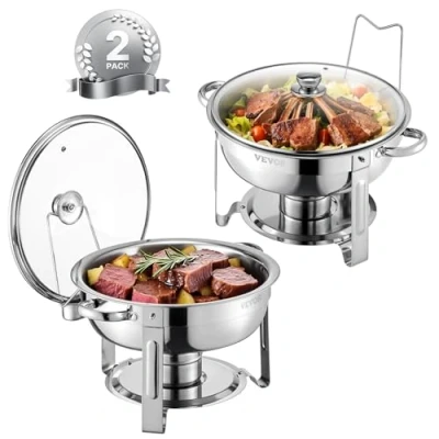 Afbeelding van VEVOR Chafing Dish Set Buffet Voedselwarmer Roestvrij Staal 4.7L 2 stuks Zilver