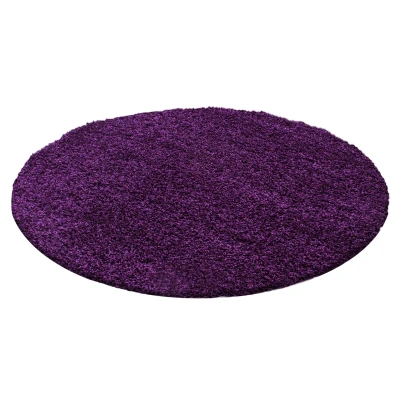 Afbeelding van Basic Shaggy vloerkleed Paars Hoogpolig 160 cm rond