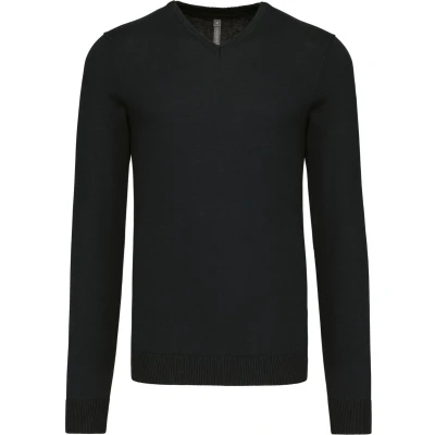 Afbeelding van Pullover/Cardigan Heren 4XL Kariban V hals Lange mouw Black 50% Katoen, Acryl