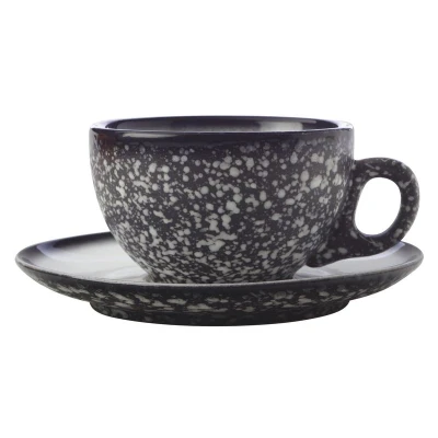 Afbeelding van Maxwell and Williams Caviar Granite Kop en Schotel 250 ml set 4 stuks