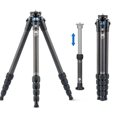 Afbeelding van SIRUI 159 cm reisstatief AM 225, draagbaar statief van koolstofvezel met verlengbuis SL 100, fotostatief middenkolom carbon, maximale belasting 6 kg