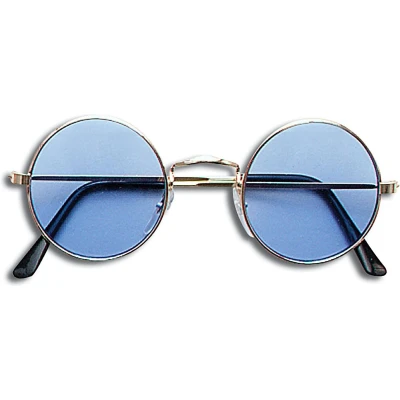 Afbeelding van Toppers Ronde John Lennon vorm verkleed bril blauw Sixties/hippie/flower power accessoire volwassenen