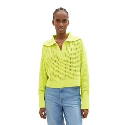 Afbeelding van TOM Tailor Denim Trui, Dames, Maat: Large, Neon lime