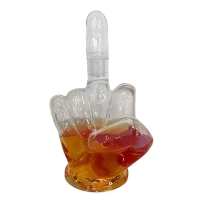 Afbeelding van whiskey geschenken voor mannen, middelvinger decoratie, karaf, glazen karaf met 750 ml inhoud