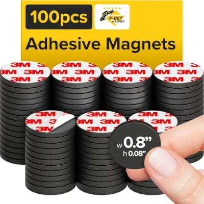 Afbeelding van zelfklevende magneten voor knutselen: 100 stuks flexibele ronde met achterkant kleine kleverige magnetische stippen zijn alternatief