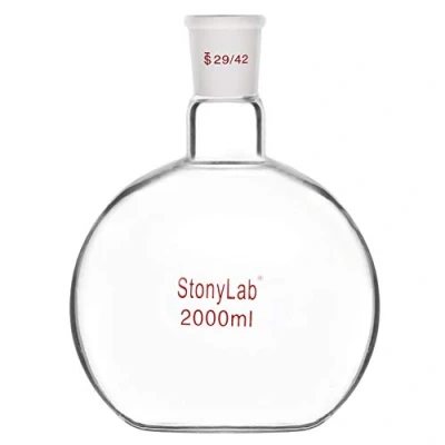 Afbeelding van stonylab Zware Muur Enige Hals Borosilicaat Glas Vlakke Bodem Kokende Flis, met 29/42 Standaard Taper Buitengewricht, 2000ml
