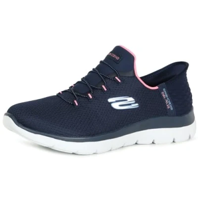 Afbeelding van Skechers Wide Fit Summits Sneakers laag, Dames, Maat: 37, Navy/pink Textiel