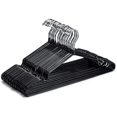 Afbeelding van HOUSE DAY kleerhangers, zwart, 40 stuks, rubberen coating, metalen draadhangers, antislip, kledinghangers, stabiel, ruimtebesparend, dunne 0,4 cm dik