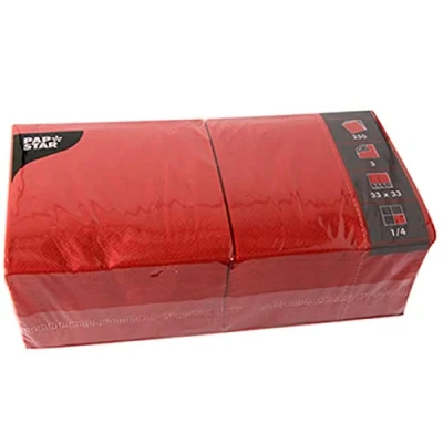 Afbeelding van Papstar 12483 250 servetten, 3 laags 1/4 vouw 33 x cm rood