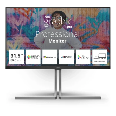 Afbeelding van AOC U32U3CV computer monitor 80 cm (31.5 ) 3840 x 2160 Pixels 4K Ultra HD LCD Zwart