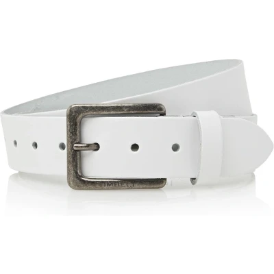 Afbeelding van Timbelt 4cm witte riem jeans wit 100% leder Maat 95 Totale lengte 110 cm