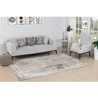 Afbeelding van Surya Taza Abstract tapijt vloerkleden voor woonkamer, eetkamer, lounge bed, modern marmeren tapijt, zacht luxe, gemakkelijk te onderhouden middelgrote pool, groot 120 x 170 cm, beige