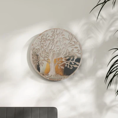Afbeelding van vidaXL Spiegel rond 40x2,5 cm ijzer zandkleurig