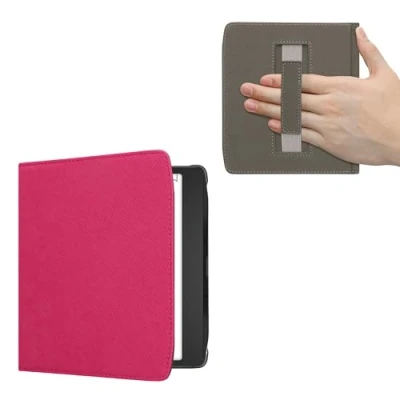 Afbeelding van kwmobile flip cover geschikt voor Pocketbook Era / Color Case met magnetische sluiting en handvat Hoes e reader in neon roze design