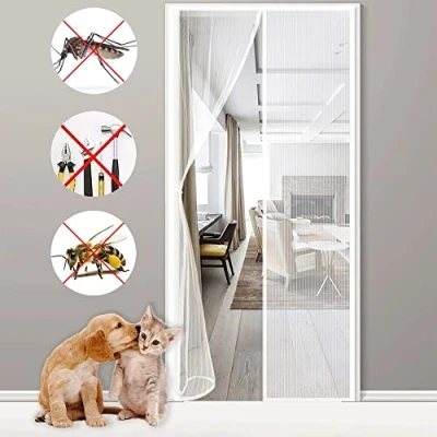 Afbeelding van Fly Screen Door, 85x240cm Magnetic Door Seal Automatically Mesh Curtain,Keeps Bugs Mosquitoes Out,Lets Cool Breeze In No Drilling White