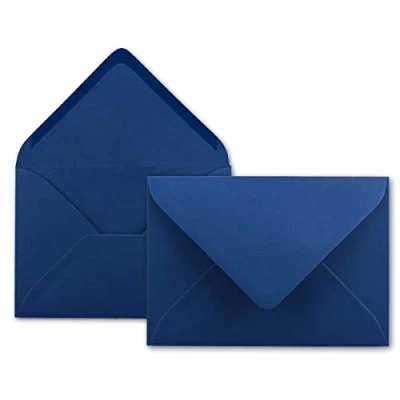 Afbeelding van 75 x enveloppen in nachtblauw/donkerblauw, 80 g/m², DIN B6 formaat 12,5 17,6 cm, natte plakrand zonder venster