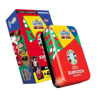 Afbeelding van Topps Officiële EURO 2024 Match Attax Mega Tin 3 International Icons bevat 44 kaarten plus 4 exclusieve Limited Edition kaarten!