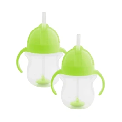 Afbeelding van Munchkin Click Lock Tip &amp; Sip Rietjesbeker Set Sippy bekers voor baby&#039;s en peuters met rietje BPA vrij Lekvrije beker Vaatwasserbestendig Babyflessen 207ml 2 pack Groen.