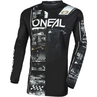 Afbeelding van Oneal Element Attack Motorcross Jersey, zwart wit, afmeting S voor man